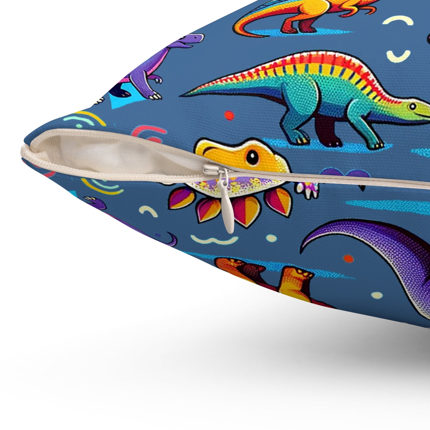 Boys Dinosaur Square Pillow Dark Blue