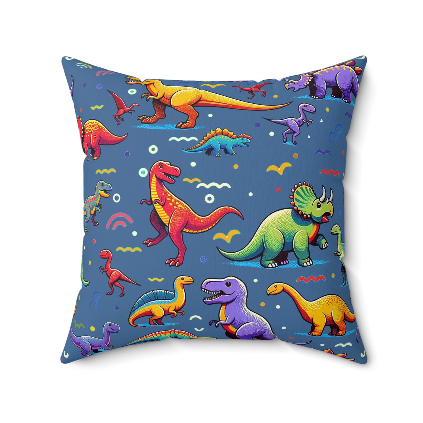Boys Dinosaur Square Pillow Dark Blue