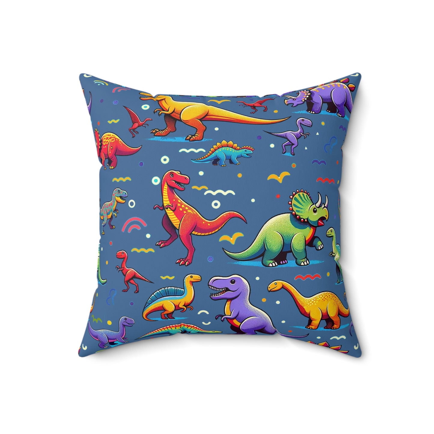 Boys Dinosaur Square Pillow Dark Blue