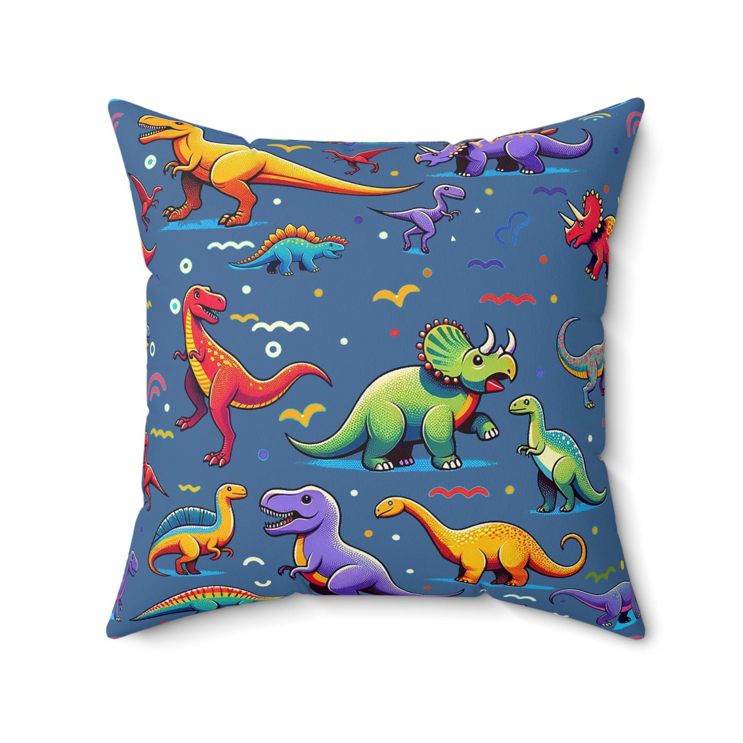 Boys Dinosaur Square Pillow Dark Blue