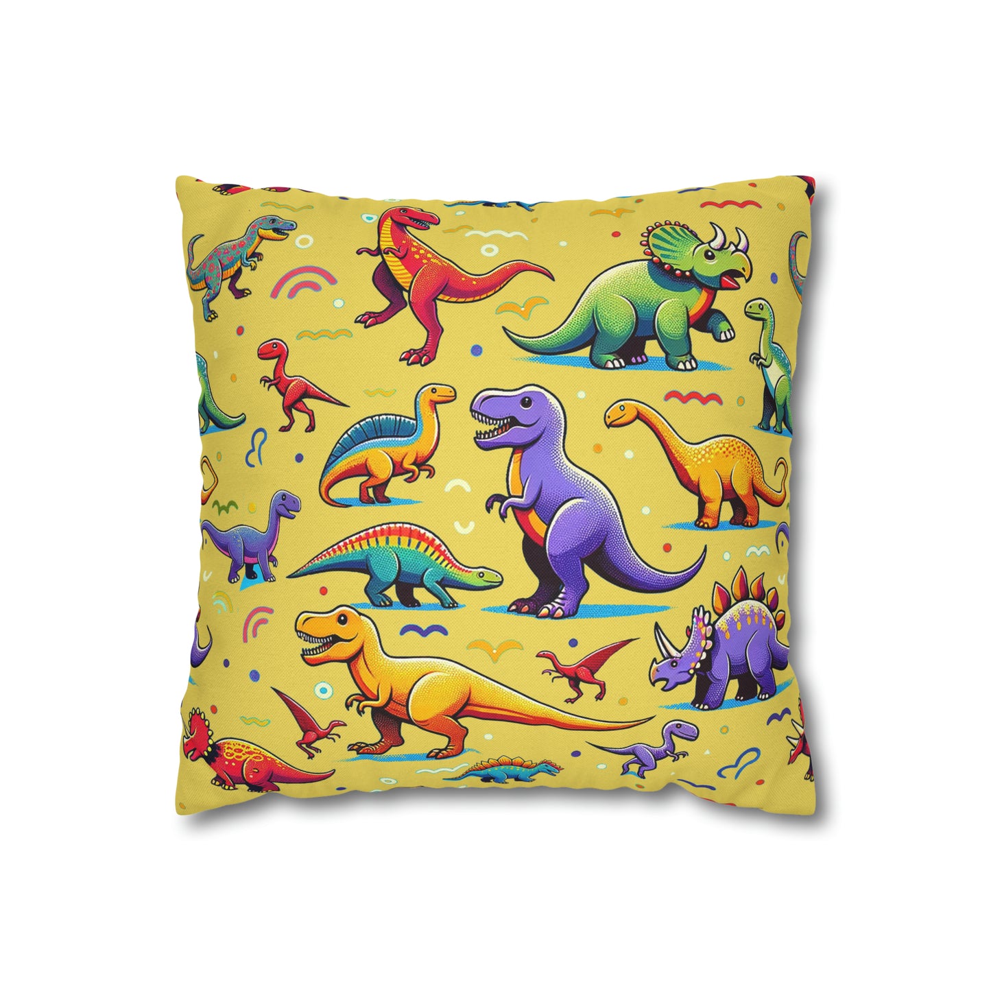 Boys Dinosaur Square Pillowcase Yellow ***