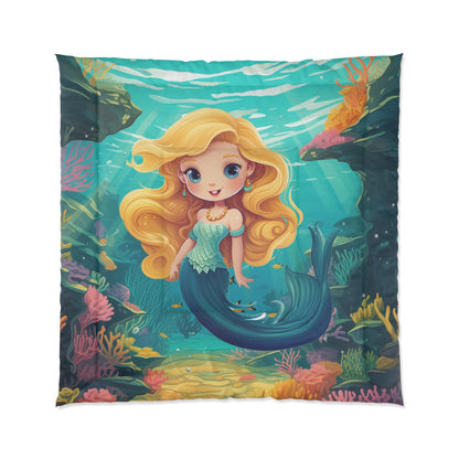 Girls Mermaid Comforter Blond