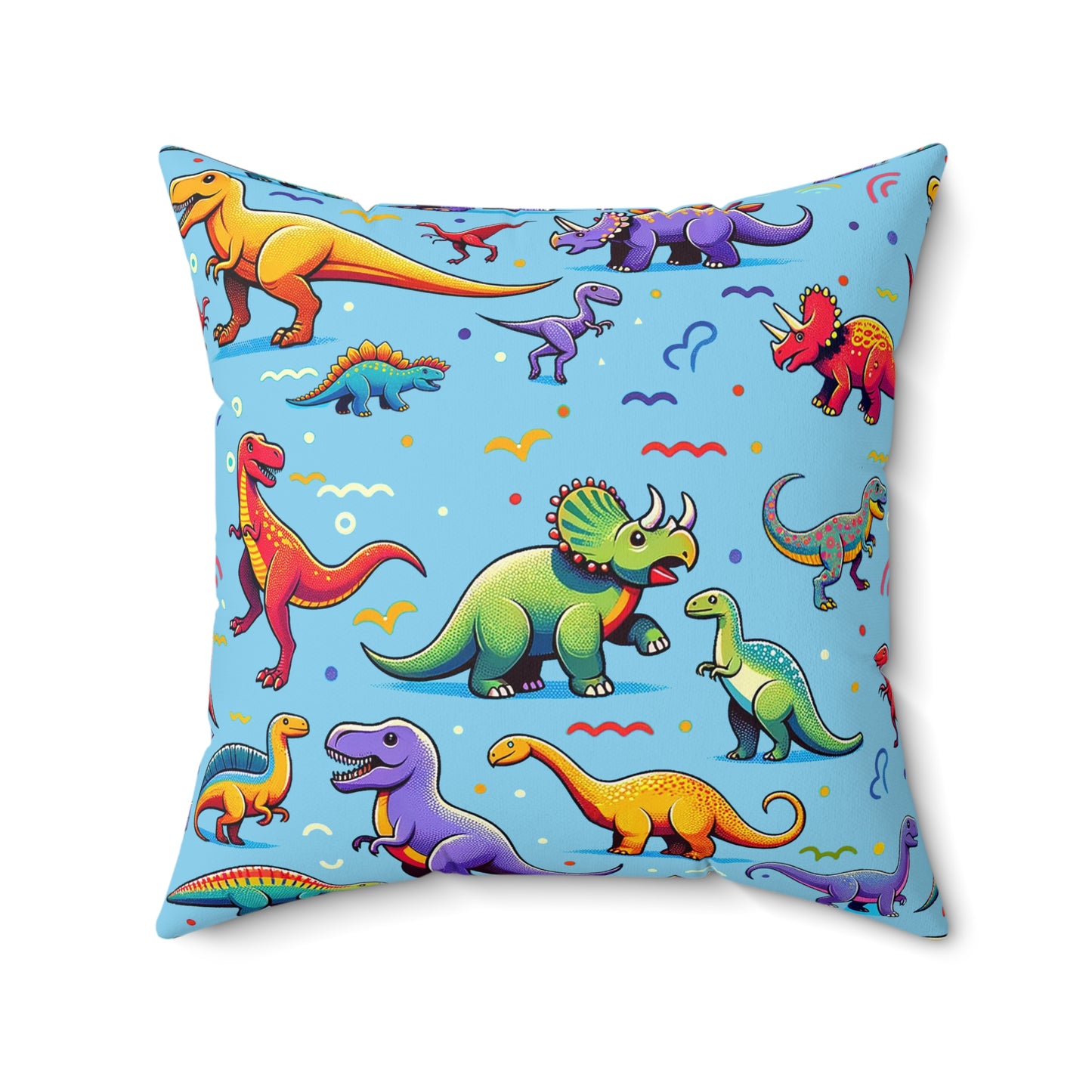 Boys Dinosaur Square Pillow Light Blue