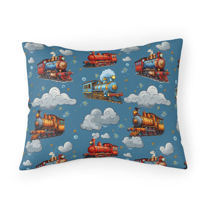 Boys Trains Microfiber Pillow Sham Blue ***