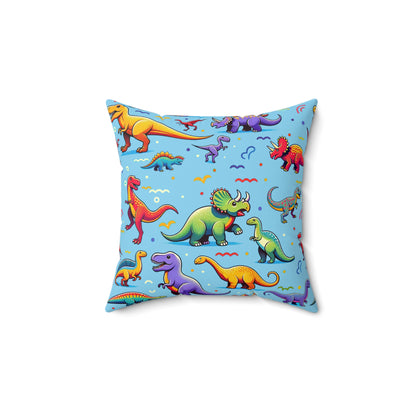 Boys Dinosaur Square Pillow Light Blue