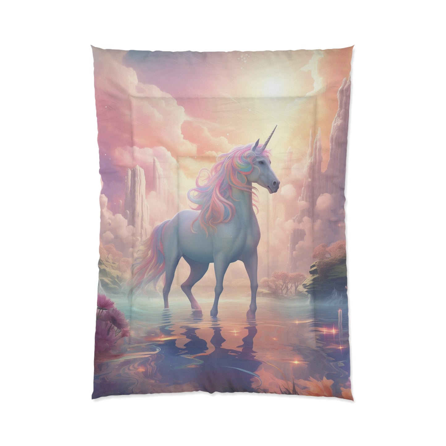 Girls Unicorn Enchanted Rainbow Comforter