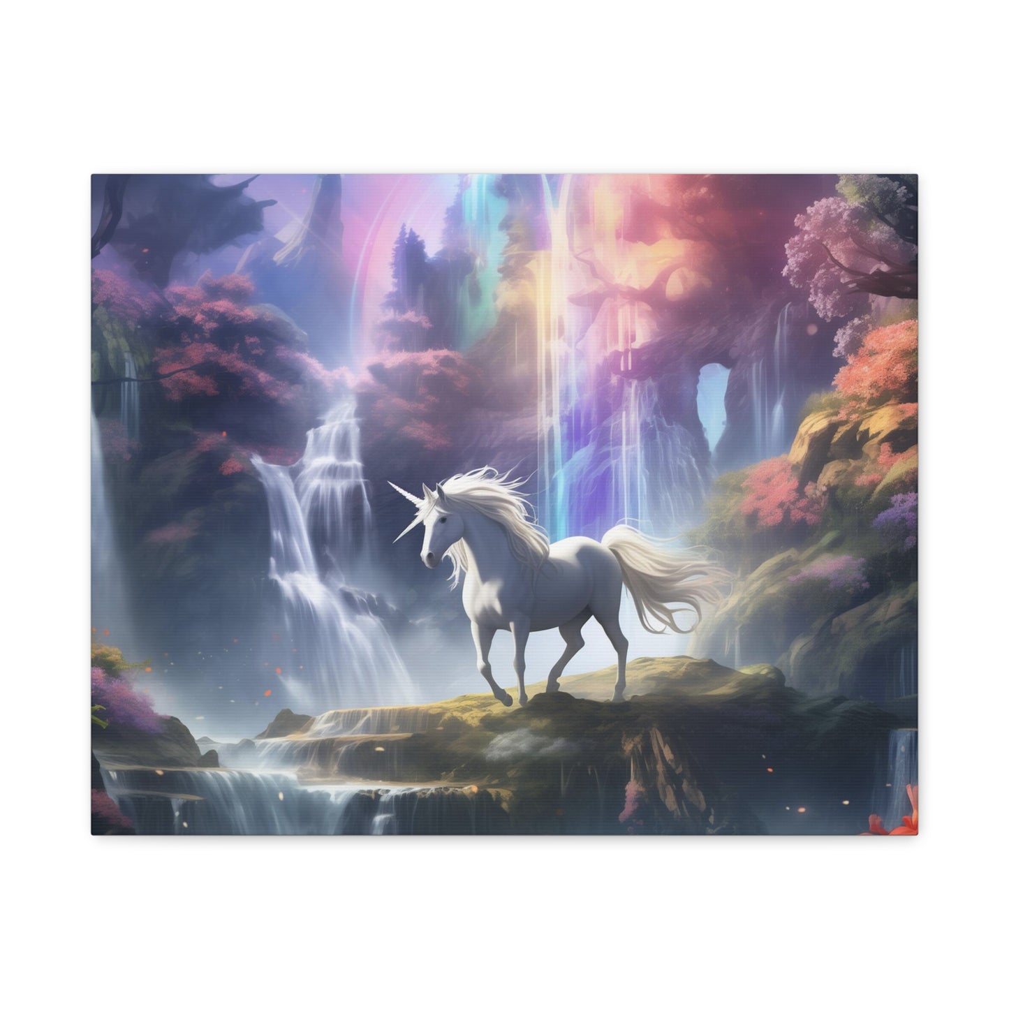 Girls Unicorn Enchanted Waterfall Canvas