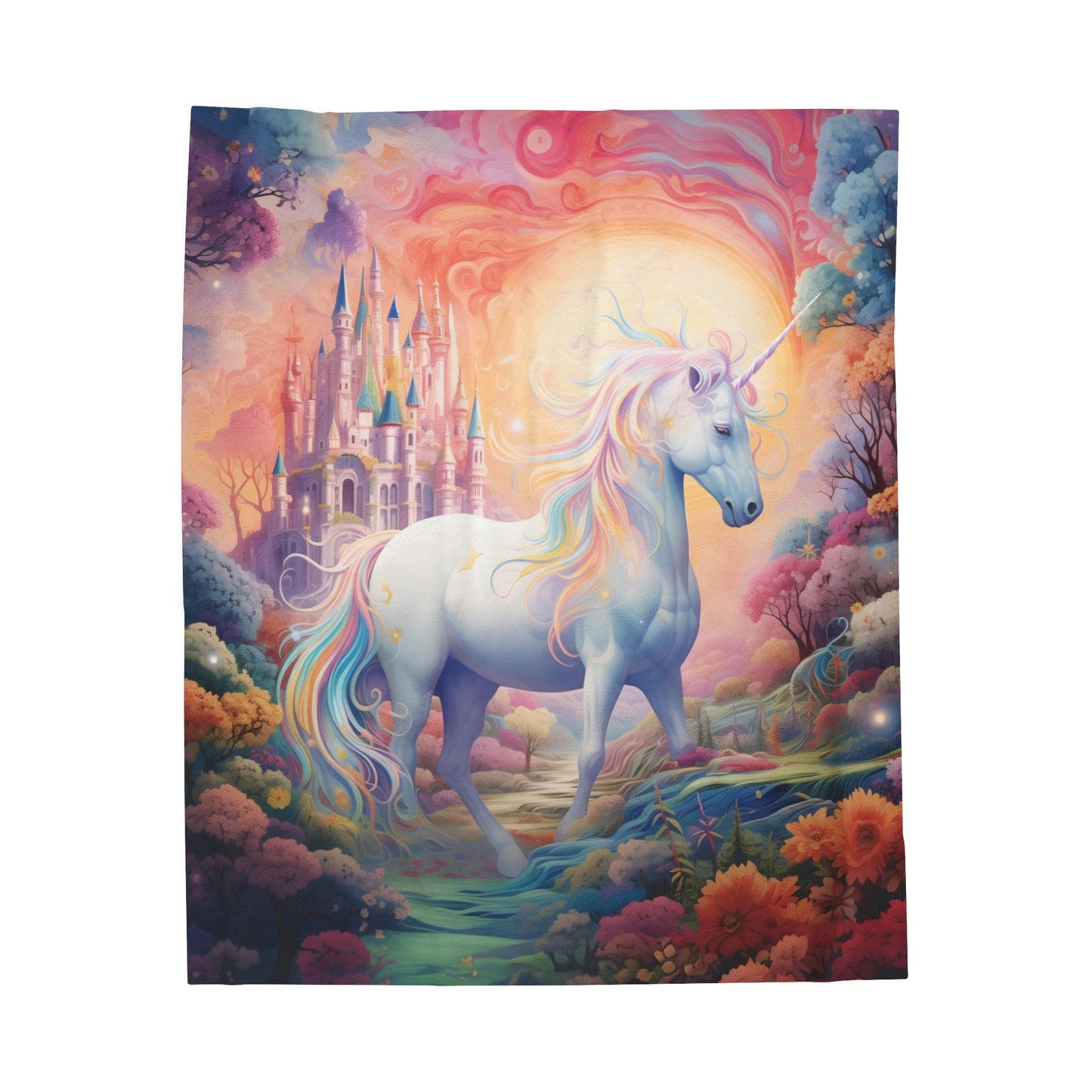 Girls Unicorn Enchanted Land Velveteen Plush Blanket