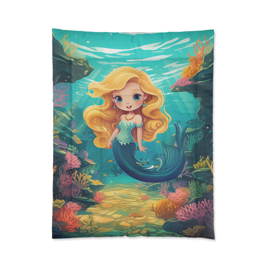 Girls Mermaid Comforter Blond