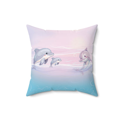 Girls Underwater Ocean Spun Polyester Square Pillow