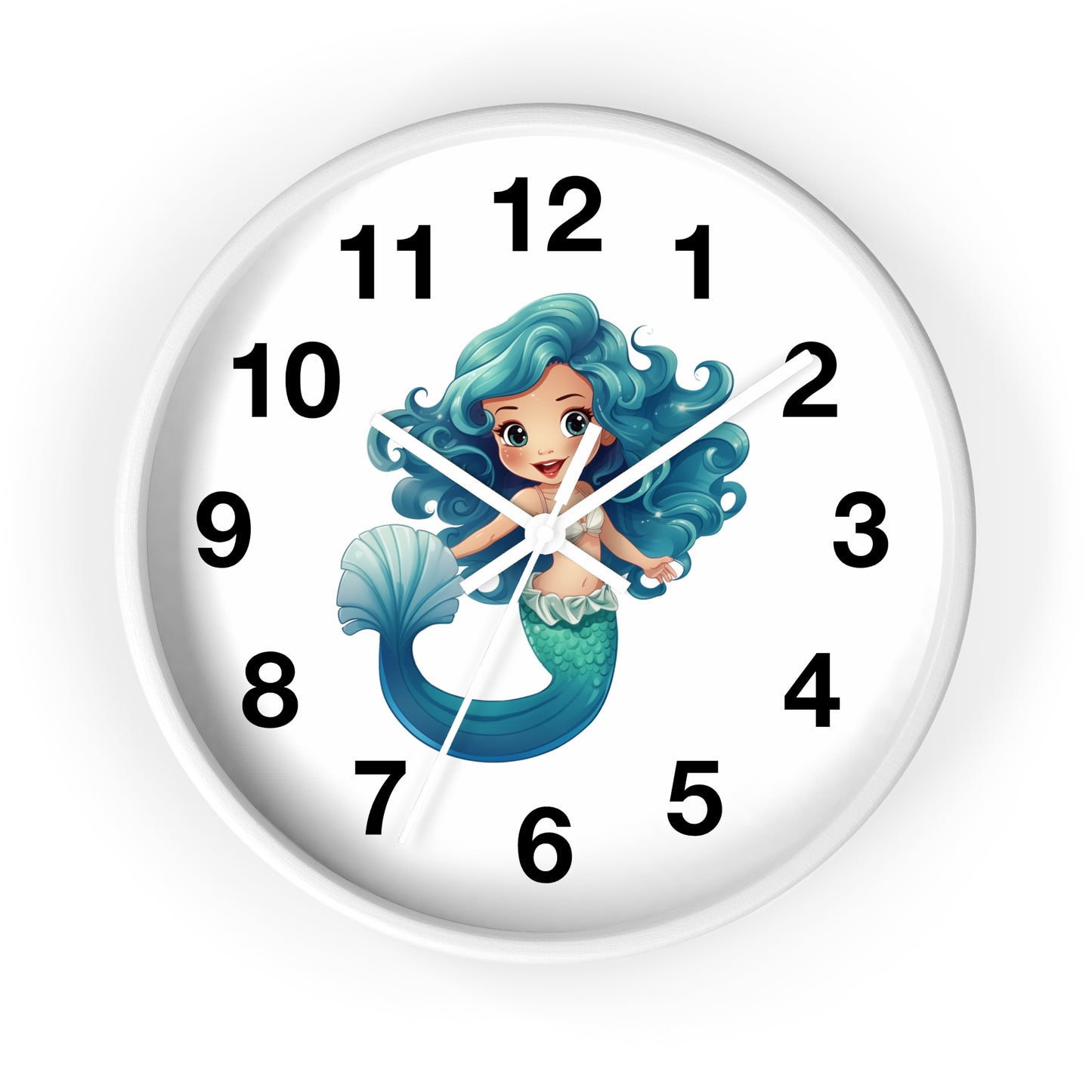 Girls Mermaid Wall Clock Blue