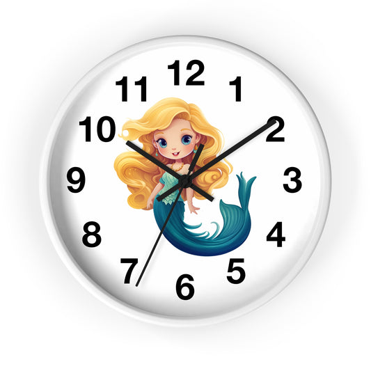 Girls Mermaid Wall Clock Blond