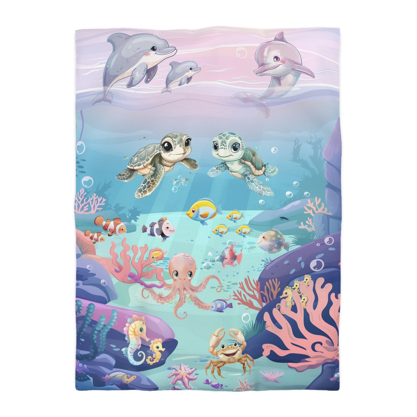 Girls Underwater Ocean Cotton Duvet Cover