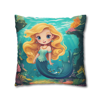 Girls Mermaid Pillowcase Red/Blue