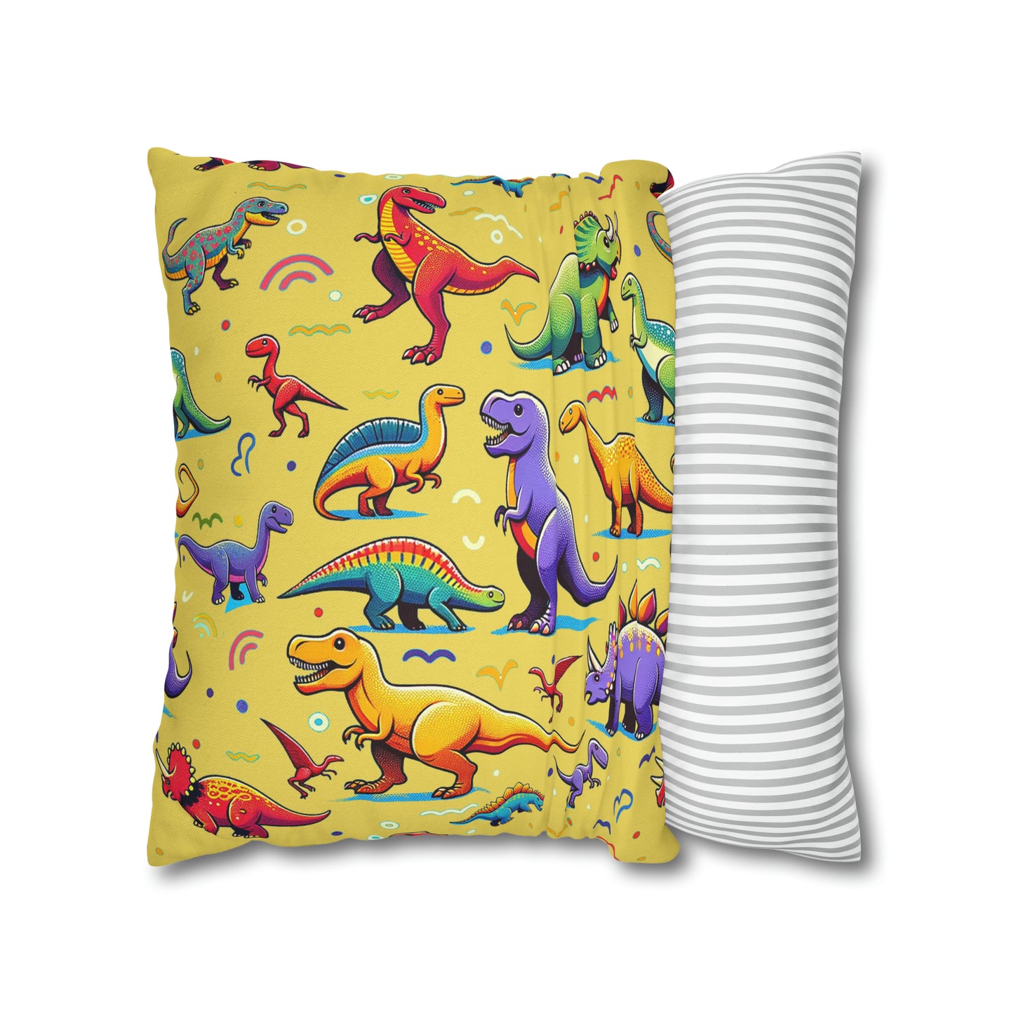 Boys Dinosaur Square Pillowcase Yellow ***