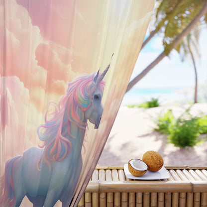 Girls Unicorn Enchanted Rainbow Window Curtains (1 Piece -left)