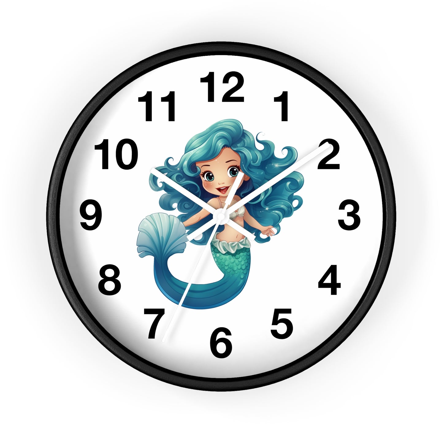 Girls Mermaid Wall Clock Blue