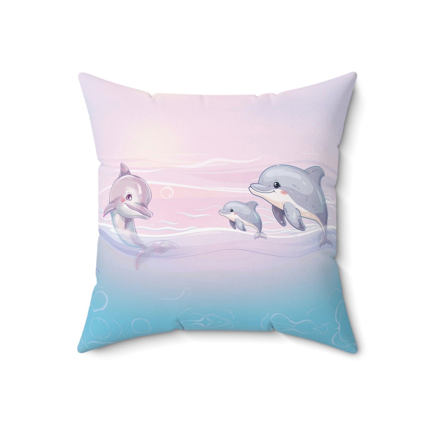 Girls Underwater Ocean Spun Polyester Square Pillow