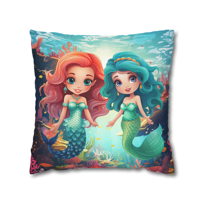 Girls Mermaid Pillowcase Red/Blue