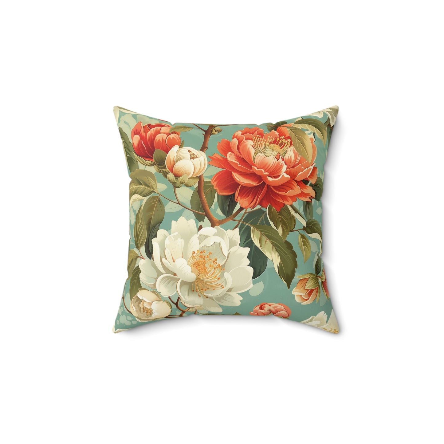 Girls Flowers Print Spun Polyester Square Pillow