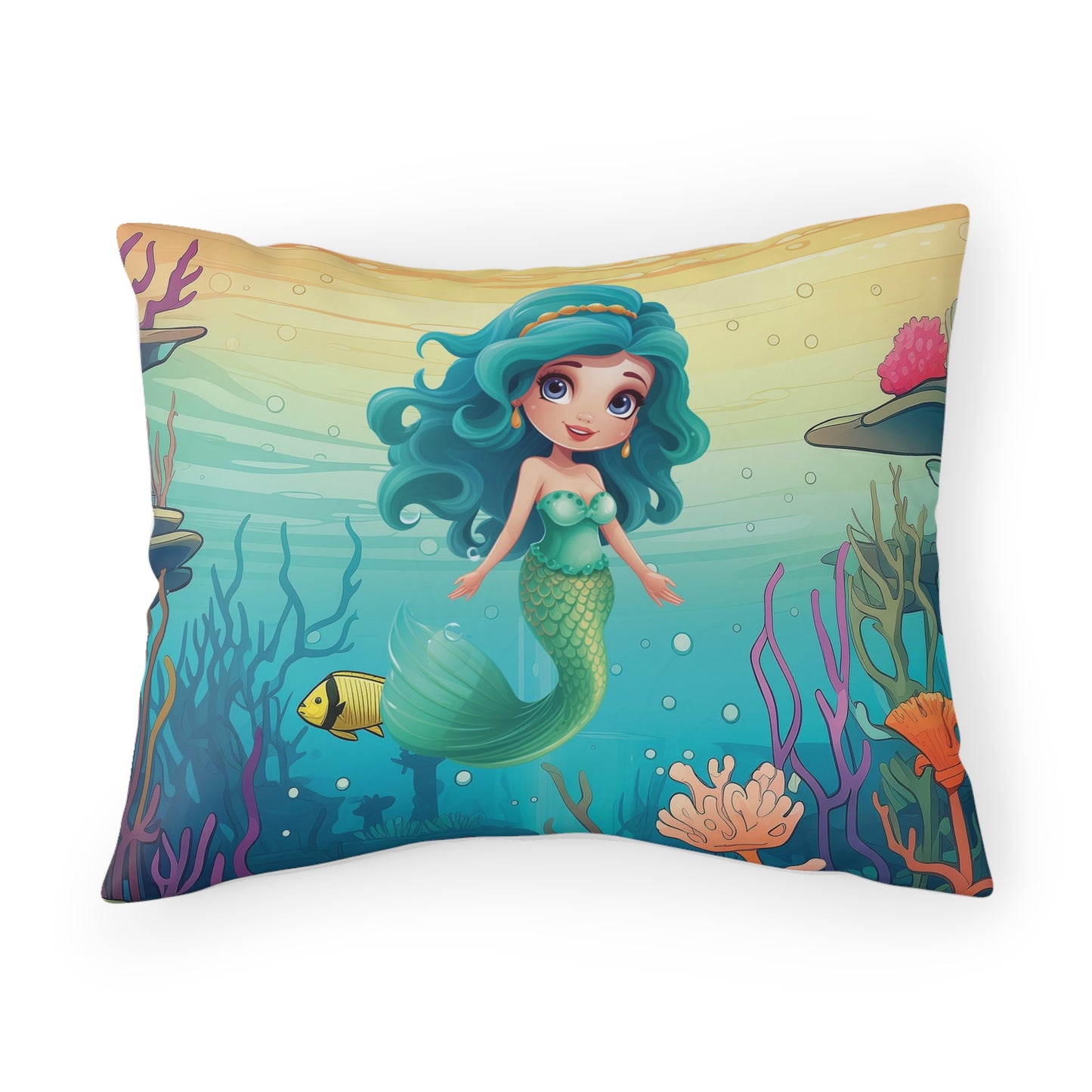 Girls Mermaid Microfiber Pillow Sham Blue ***