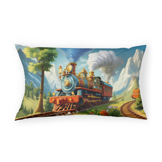 Boys Trains Steam Engine Microfiber Pillow Sham ***