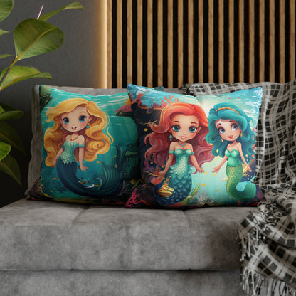 Girls Mermaid Pillowcase Red/Blue