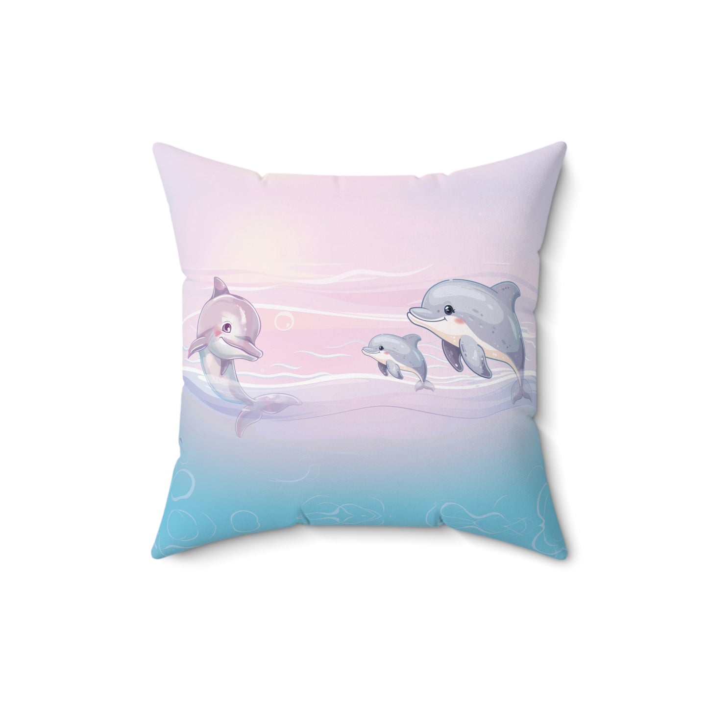 Girls Underwater Ocean Spun Polyester Square Pillow