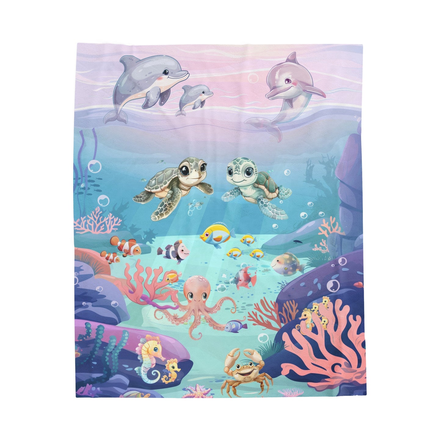 Girls Underwater Ocean Velveteen Plush Blanket