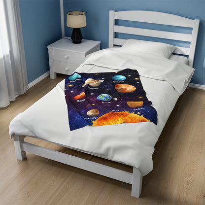 Boys Solar System Velveteen Plush Blanket