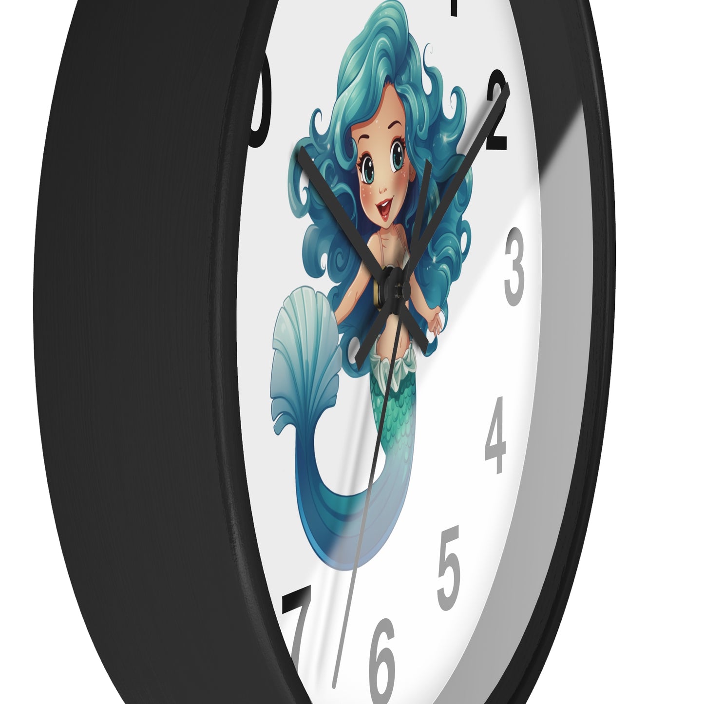 Girls Mermaid Wall Clock Blue