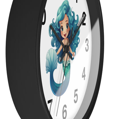 Girls Mermaid Wall Clock Blue