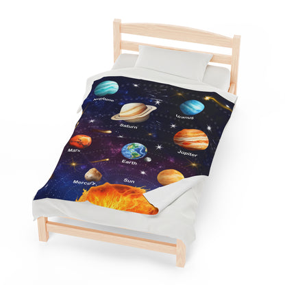 Boys Solar System Velveteen Plush Blanket