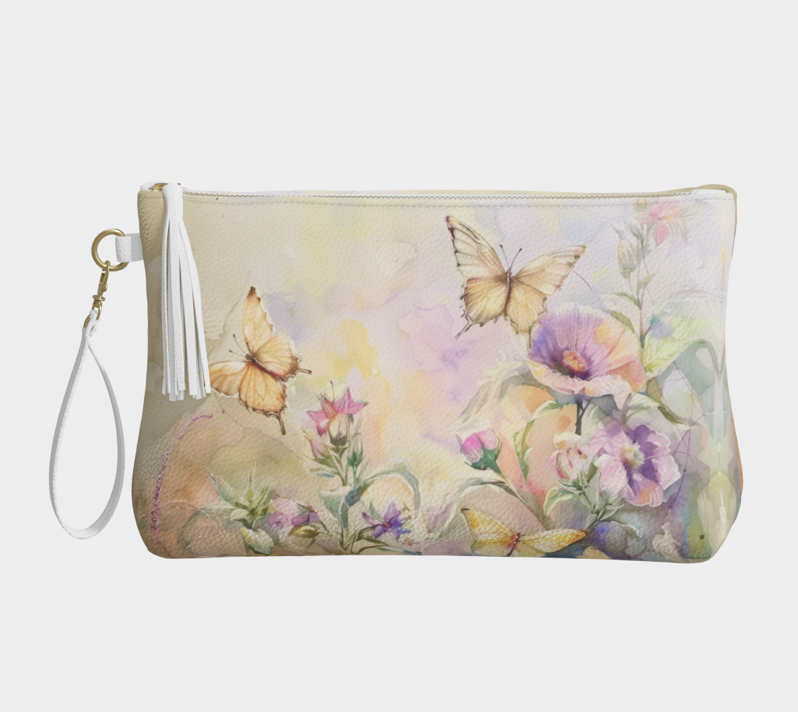 Vegan Leather Makup Bag Flowers FL034