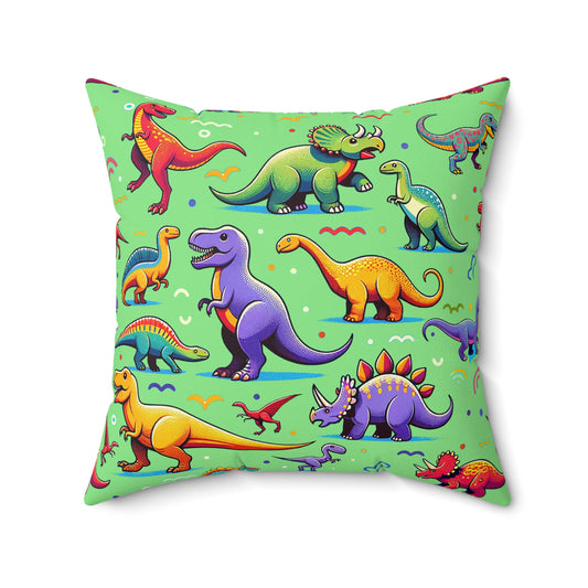 Boys Dinosaur Square Pillow Green