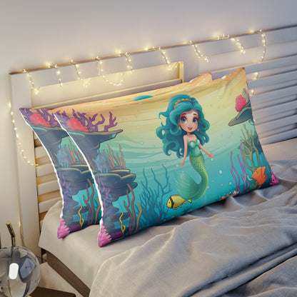 Girls Mermaid Microfiber Pillow Sham Blue ***