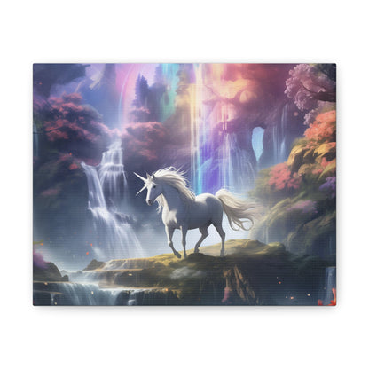 Girls Unicorn Enchanted Waterfall Canvas