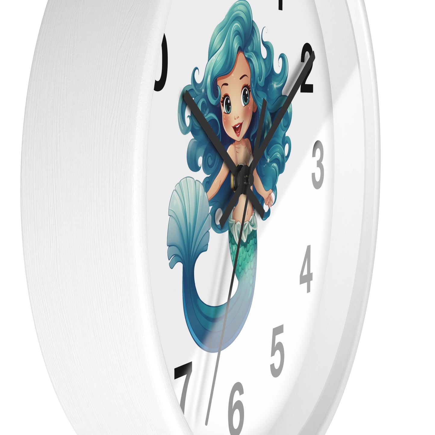 Girls Mermaid Wall Clock Blue