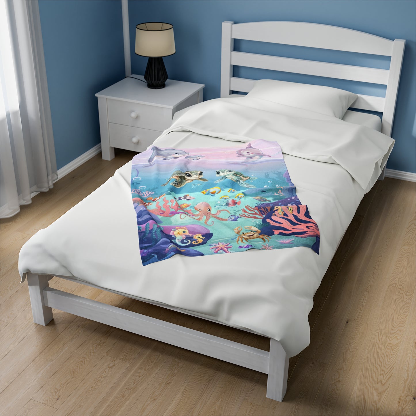 Girls Underwater Ocean Velveteen Plush Blanket