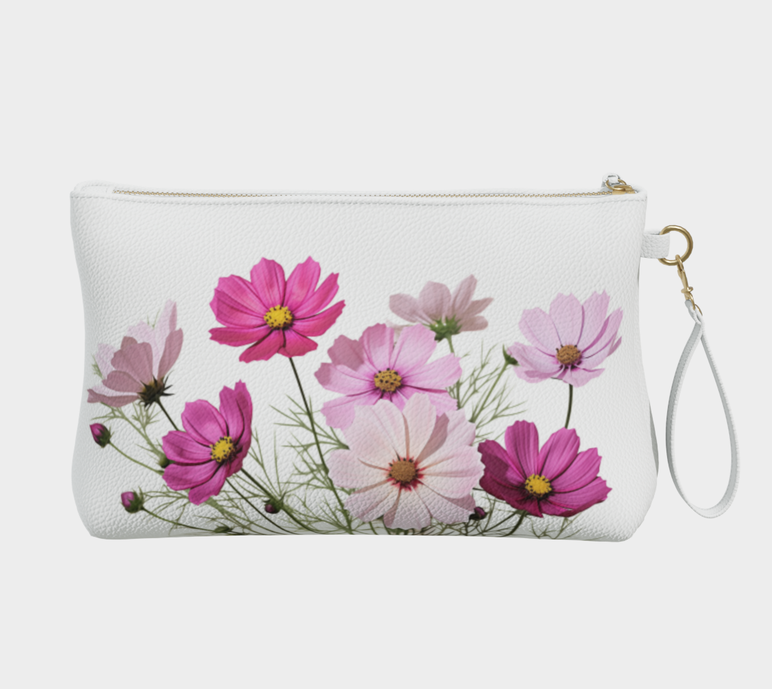 Vegan Leather Makup Bag FLowers FL045