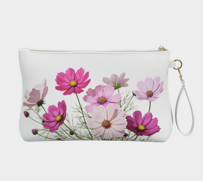 Vegan Leather Makup Bag FLowers FL045