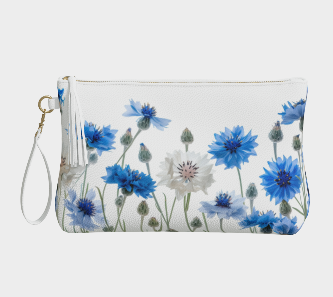 Vegan Leather Makup Bag CornfLowers FL043