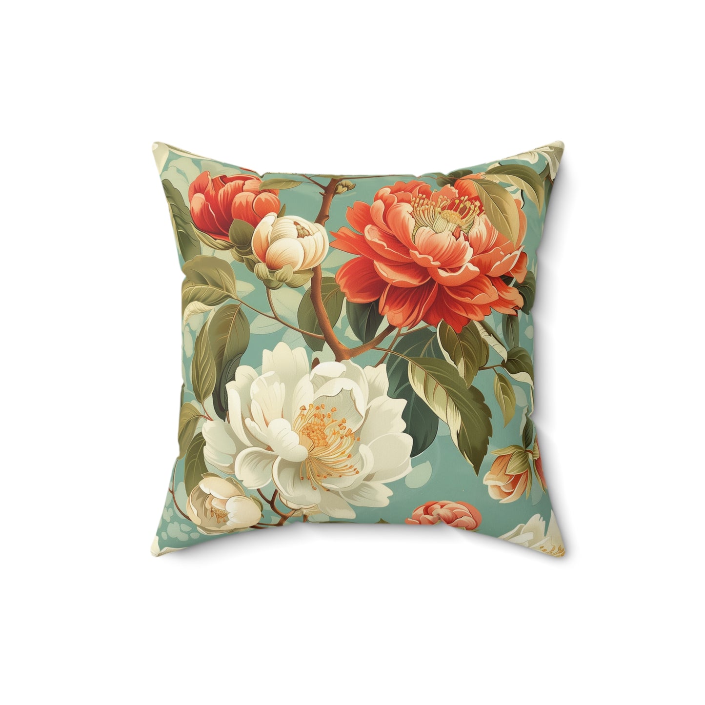 Girls Flowers Print Spun Polyester Square Pillow