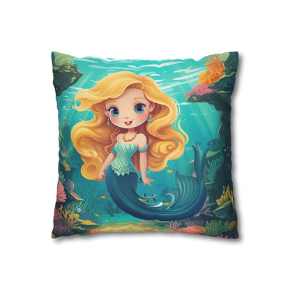 Girls Mermaid Pillowcase Red/Blue