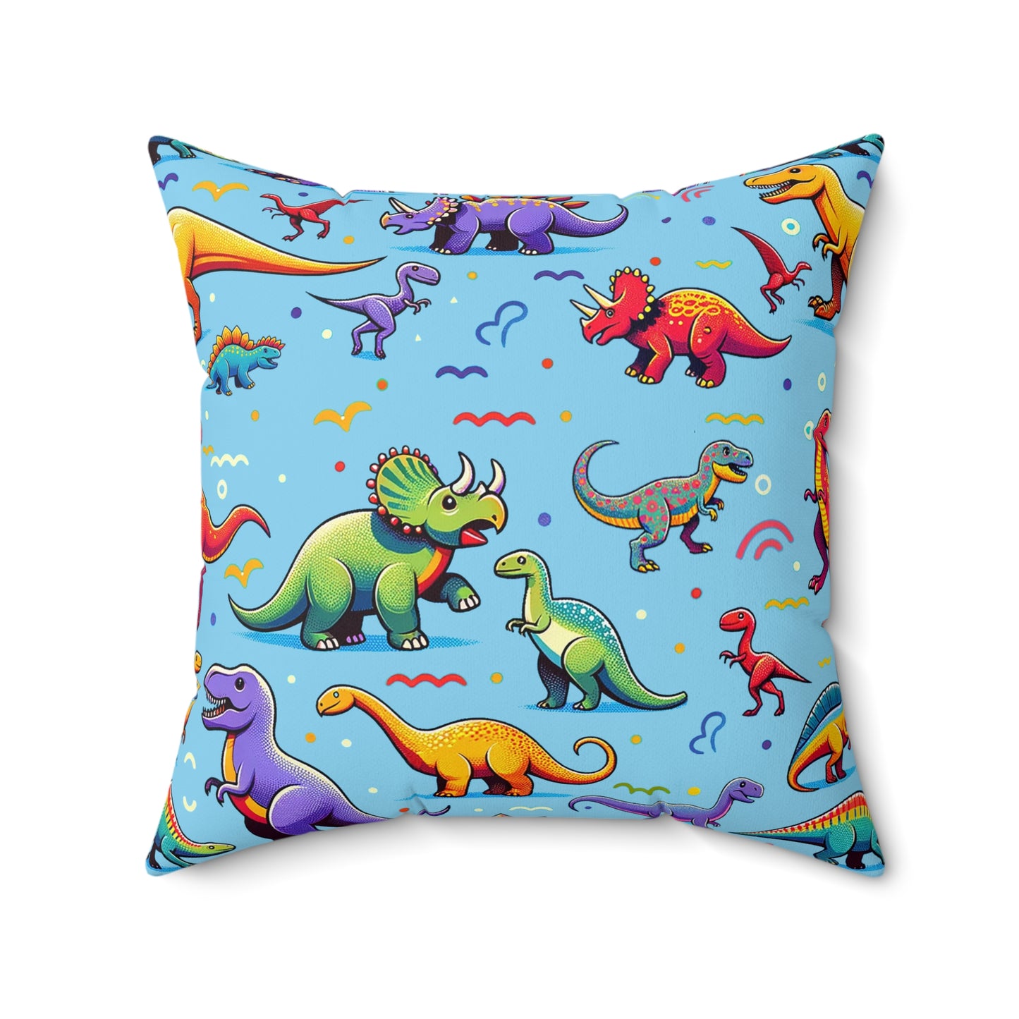 Boys Dinosaur Square Pillow Light Blue