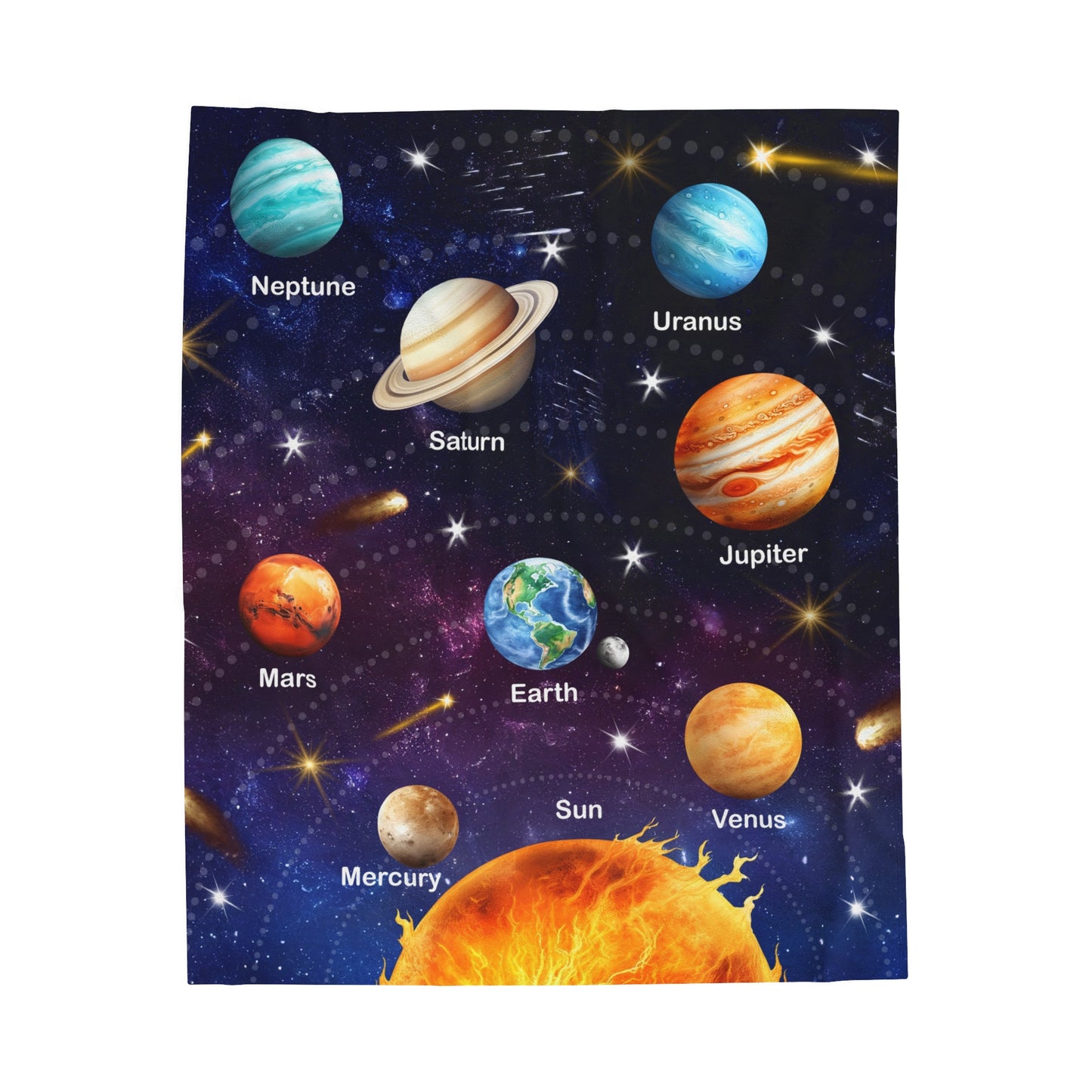 Boys Solar System Velveteen Plush Blanket