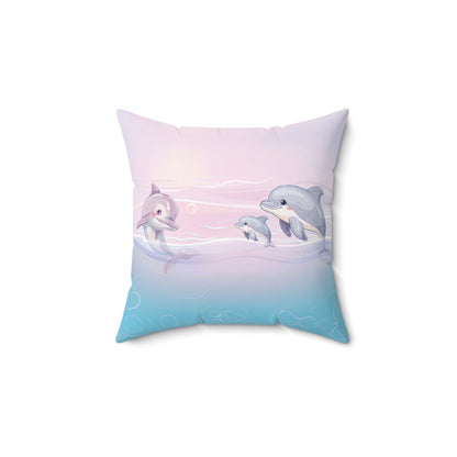 Girls Underwater Ocean Spun Polyester Square Pillow