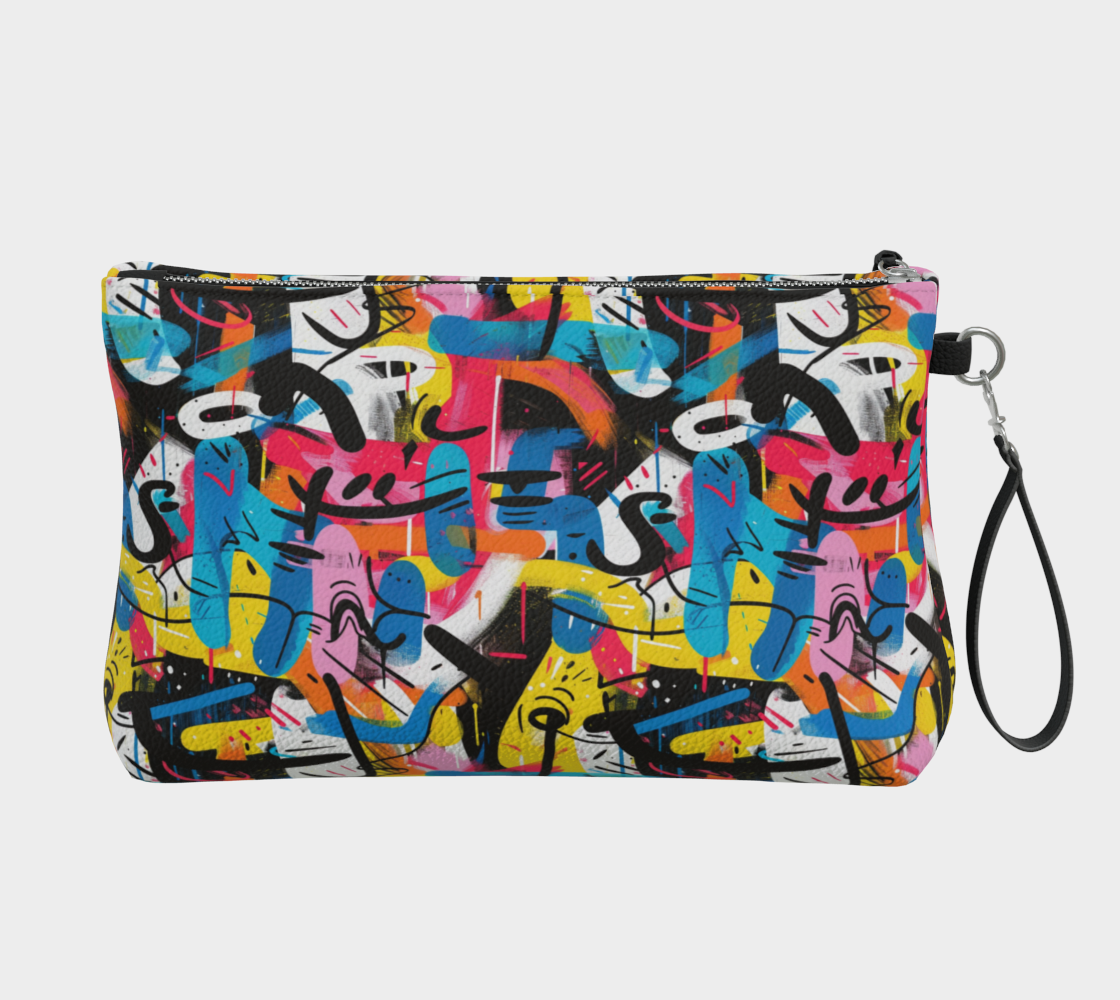 Vegan Leather Makup Bag Graffiti G004