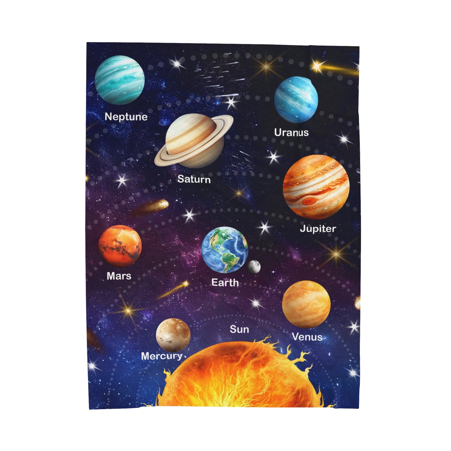 Boys Solar System Velveteen Plush Blanket