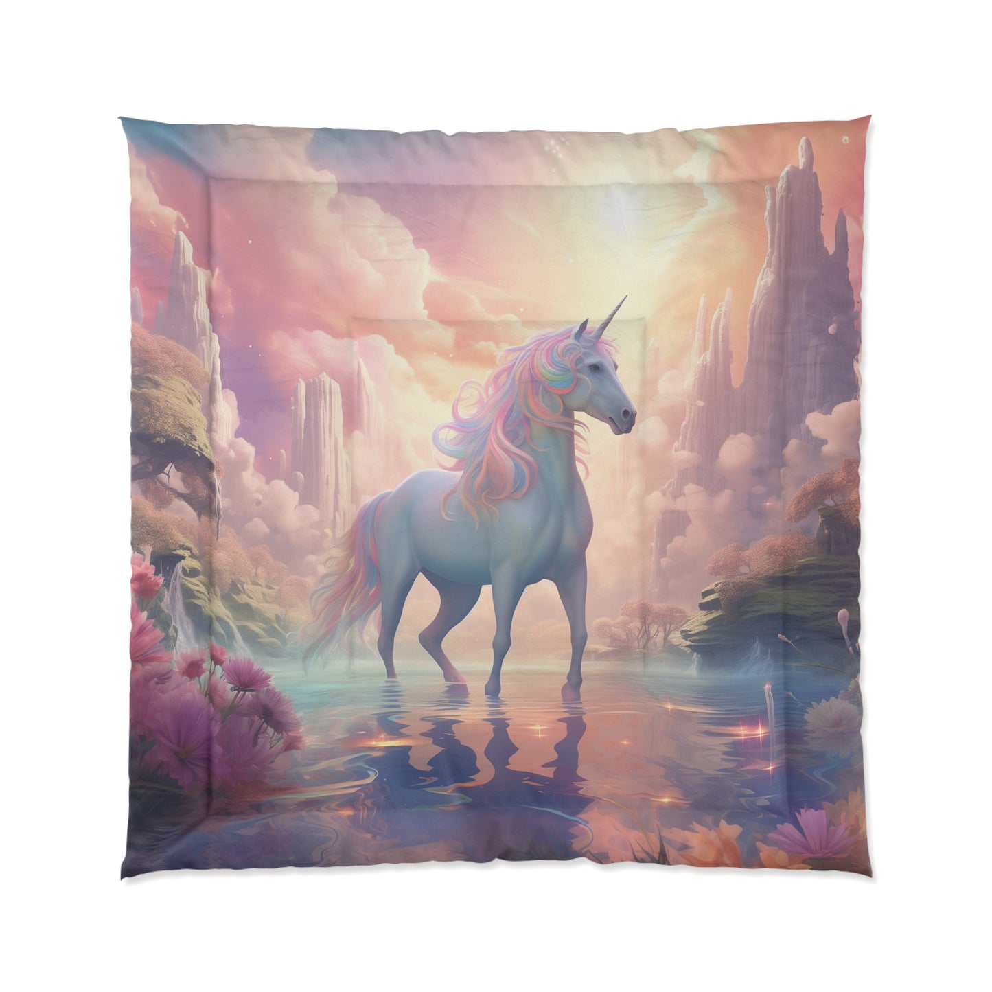 Girls Unicorn Enchanted Rainbow Comforter